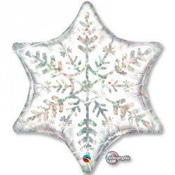 Шар фигура 2 Снежинка белая голограф