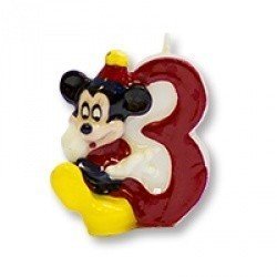Свеча цифра 3 Микки Маус 7см