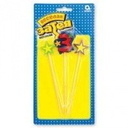 Свечи для торта на пиках 3 Звезды 3 шт