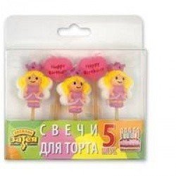 Свечи для торта на пиках Принцесса 5 шт