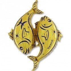 Шар фигура  Зодиак Рыбы золотой