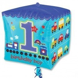 Шар 3D КУБ 1-й День Рожденья мальчик