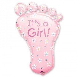 Шар фигура Стопа девочки розовая