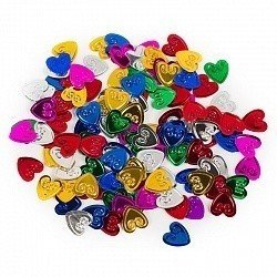 Конфетти эмбоссированные сердца серебро 17 гр