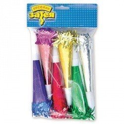 Горн голографический с мишурой 6шт