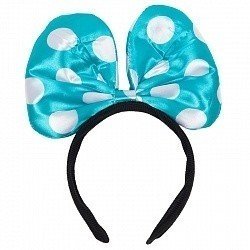 Ободок с бантиком Голубой в горошек