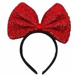 Ободок с бантиком Блестящий красный