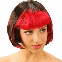 Парик Каре короткий, черно-красный