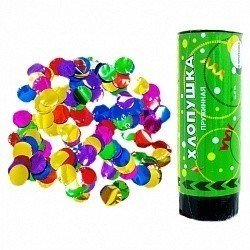 Хлопушка пружинная 10 см Металлизированные круги