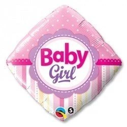 Шар П 18" РОМБ BABY GIRL Горошек Полоски