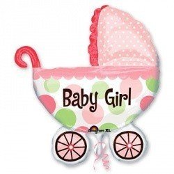 Фольгированный шар-фигура коляска для девочки