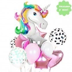 Букет из шаров Единорог и звезды