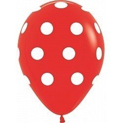 Облако красных шаров Белые точки 50 шт