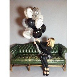 Букет из шаров Черно-белый мрамор