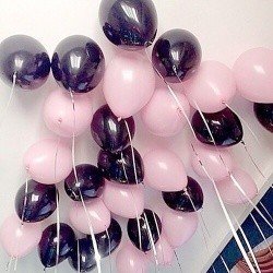 Шарики под потолок Розово Черные 100 шт
