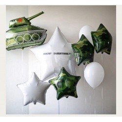 Готовое решение из фольгированных шаров защитнику отечества