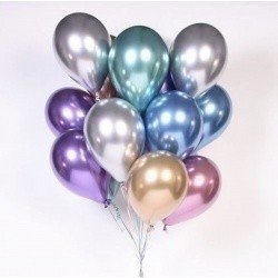 Облако шаров с гелием ассорти хром 25 шт