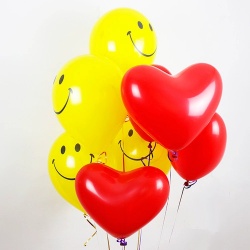 Облако шаров смайликов и сердечек 25 шт