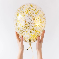 Шар с золотым квадратным конфетти