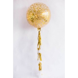 Большой шар с золотым конфетти на гирлянде