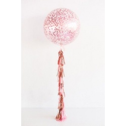Большой шар с розовым-золото конфетти на гирлянде