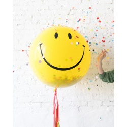 Большой шар Смайл сюрприз на гирлянде