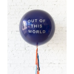 Большой шар синий с надписью на гирлянде