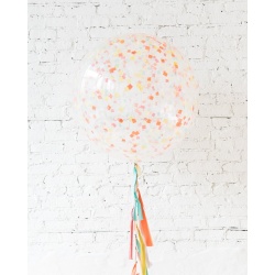 Большой шар с квадратным конфетти оранжевым на гирлянде