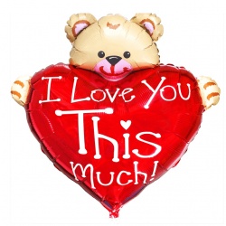 Шар фигура Сердце с мишкой ILY