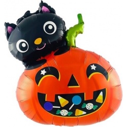Шар фигура Котенок с тыквой