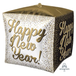 Шар 3D КУБ 15 HNY Горошек золотой G20