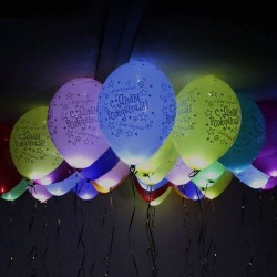 Светящиеся Шары с Днем Рождения 10 шт (постоянная подсветка)