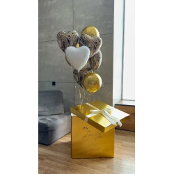 Коробка с воздушными шарами «Золотая зебра»