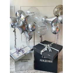 Коробка с шарами «Настоящее серебро»