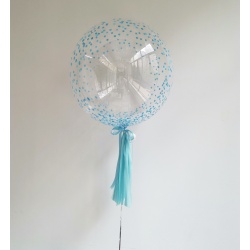 Шар бабл Конфетти голубое