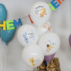 Облако шаров с гелием Оранжевая корова белые 10 шт