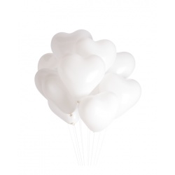 Облако шаров Сердца Средние белые 10 шт
