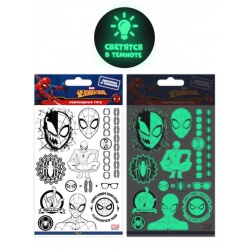 Наклейки-татуировки Человек Паук, набор №2, 11*20 см, Флуор, 1 шт.