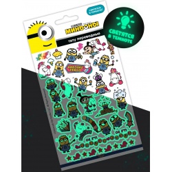 Наклейки-татуировки Миньоны набор №1 11*20 см Флуор 1 шт