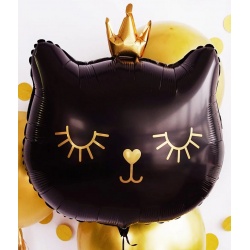 Шар фигура Голова кошки черная в короне