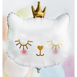 Шар фигура Голова кошки белая в короне