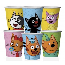 Стаканы 250 мл Три Кота, С Днем Рождения!, Играем вместе, 6 шт.
