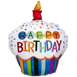 Шар фигура HB Кекс со свечкой радужный