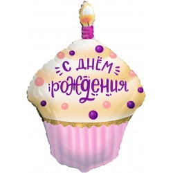 Шар Фигура Кекс на День Рождения Розовый