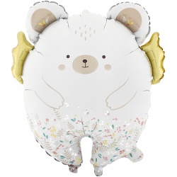 Шар фигура Мишка с золотыми крылышками